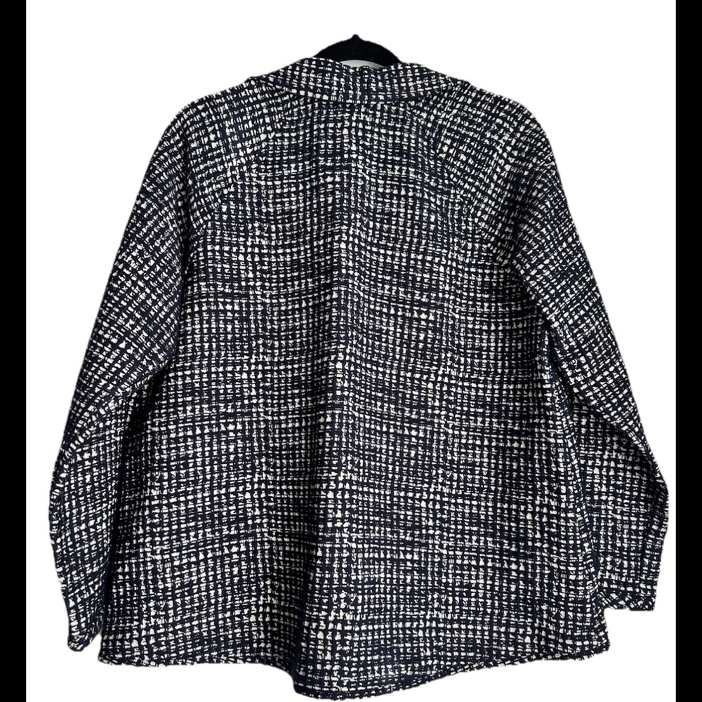LAFAYETTE148 New York Navy White Textured Open Front Jacket Sz S - Picture 2 of 7